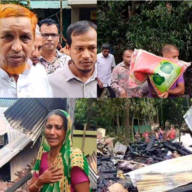 জামায়াতে ইসলামী কালিয়াইশ ইউপির পক্ষে হিন্দু পাড়ায় আগুনে পুড়ে নিঃস্বদের সহায়তা প্রদান